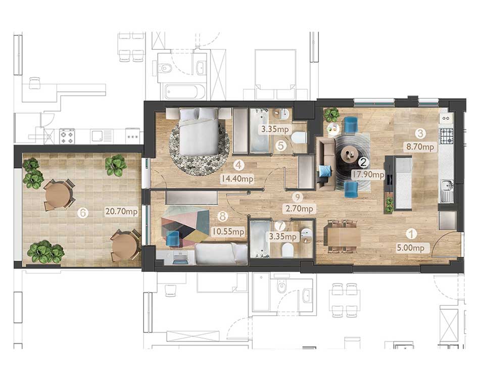 plan apartament A10 3C