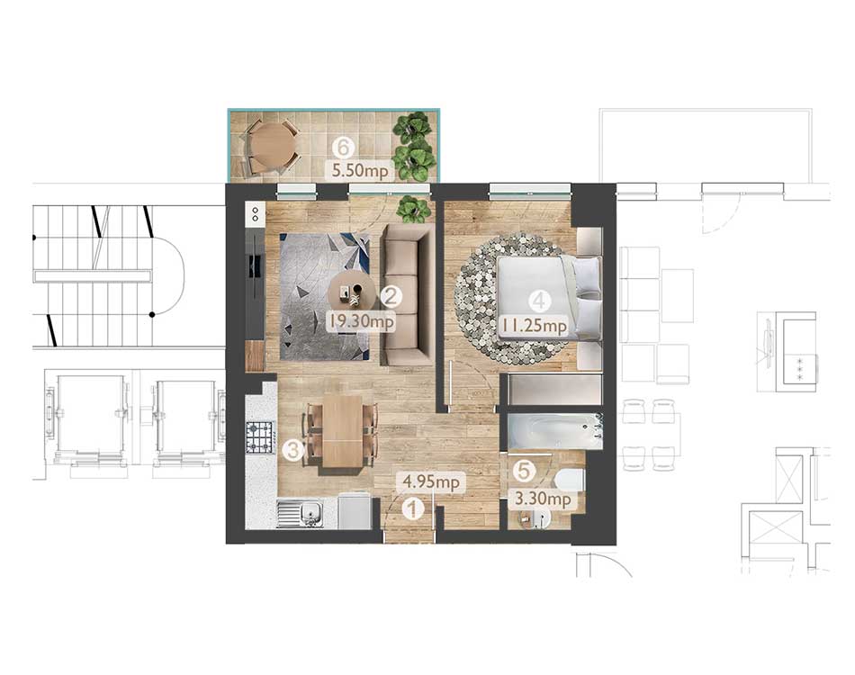 plan apartament A5 2C