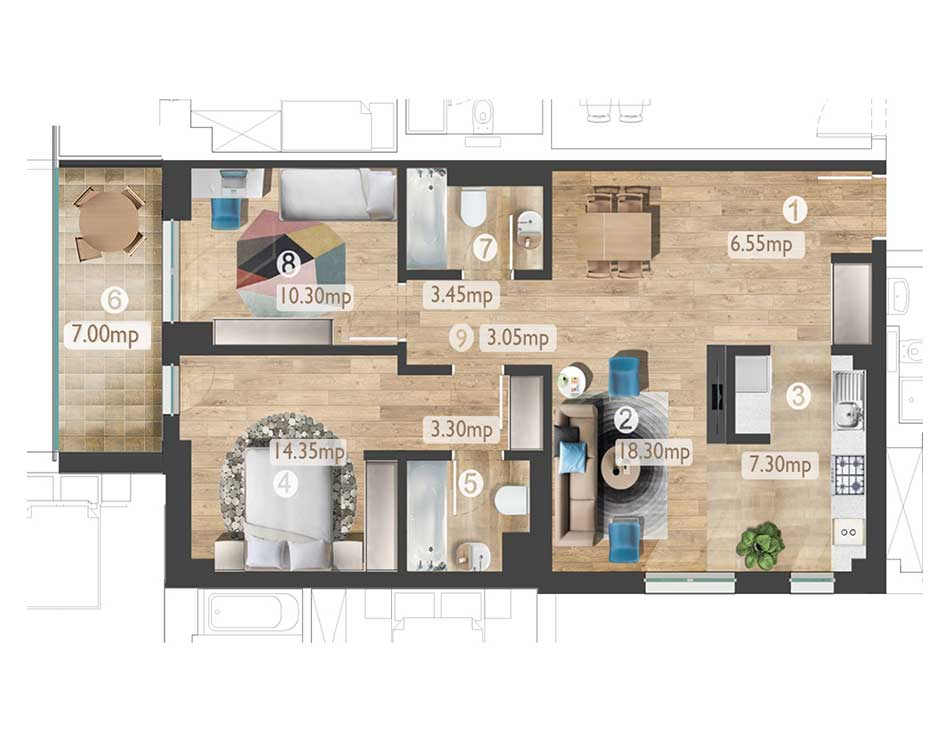 plan apartament A9 3C