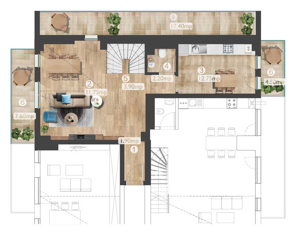 plan apartament AD1 3C