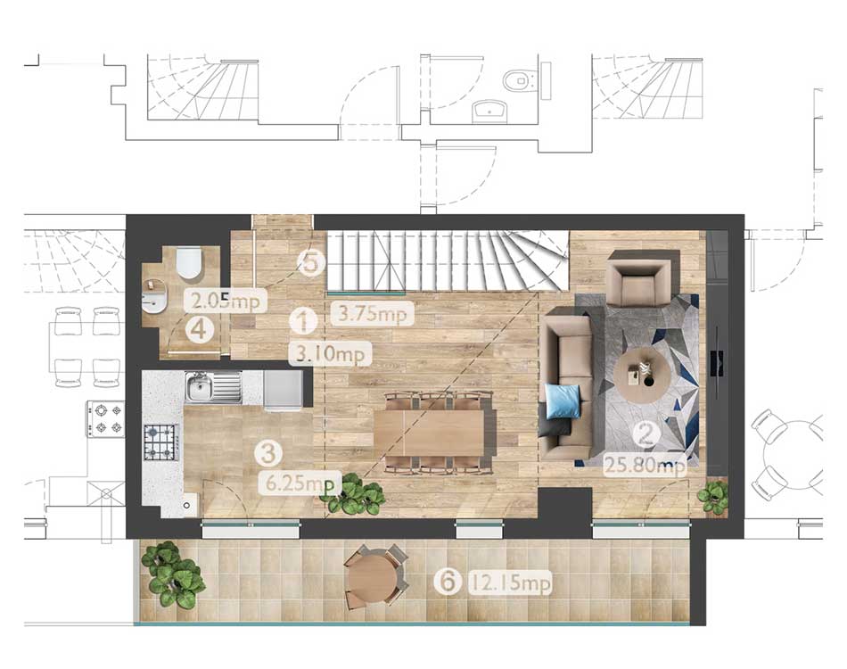 plan apartament AD3 3C