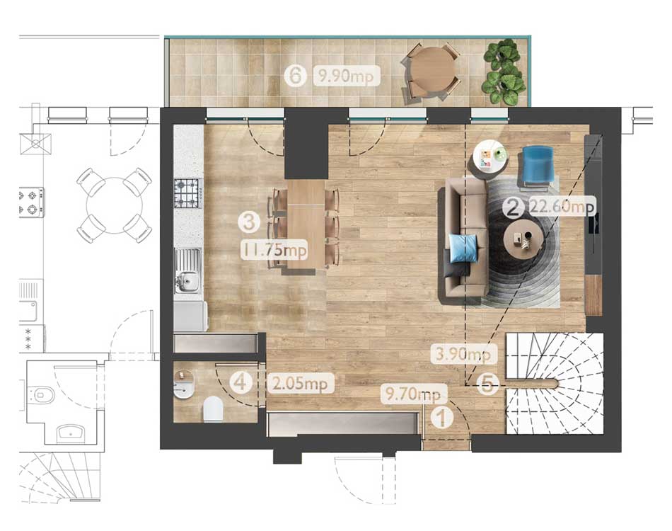 plan apartament AD6 3C