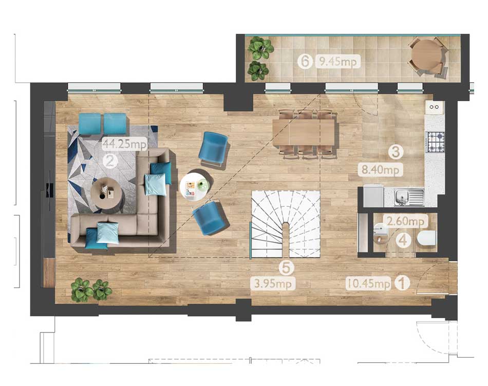 plan apartament BD1 3C